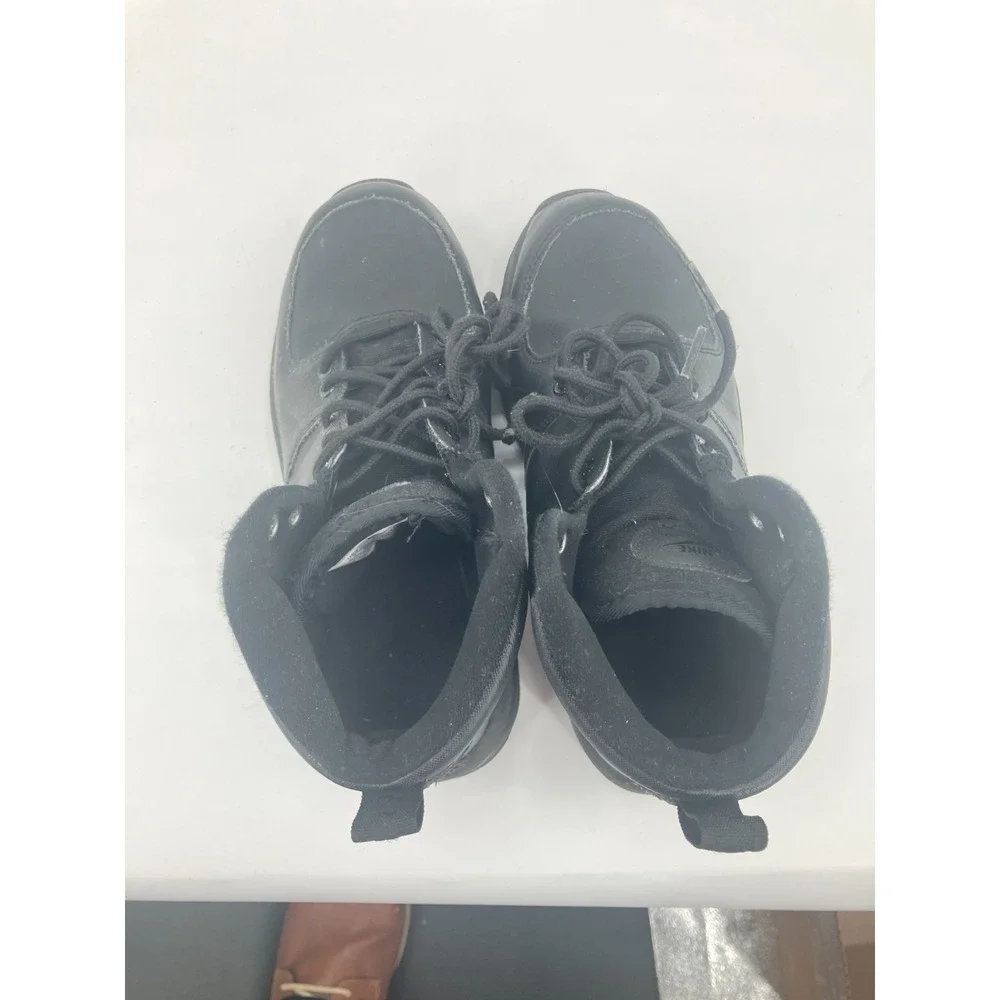 Nike Manoa Leather BQ5372-001 Boots Kids US 5.5 Black Lace Up Round Toe Ankle